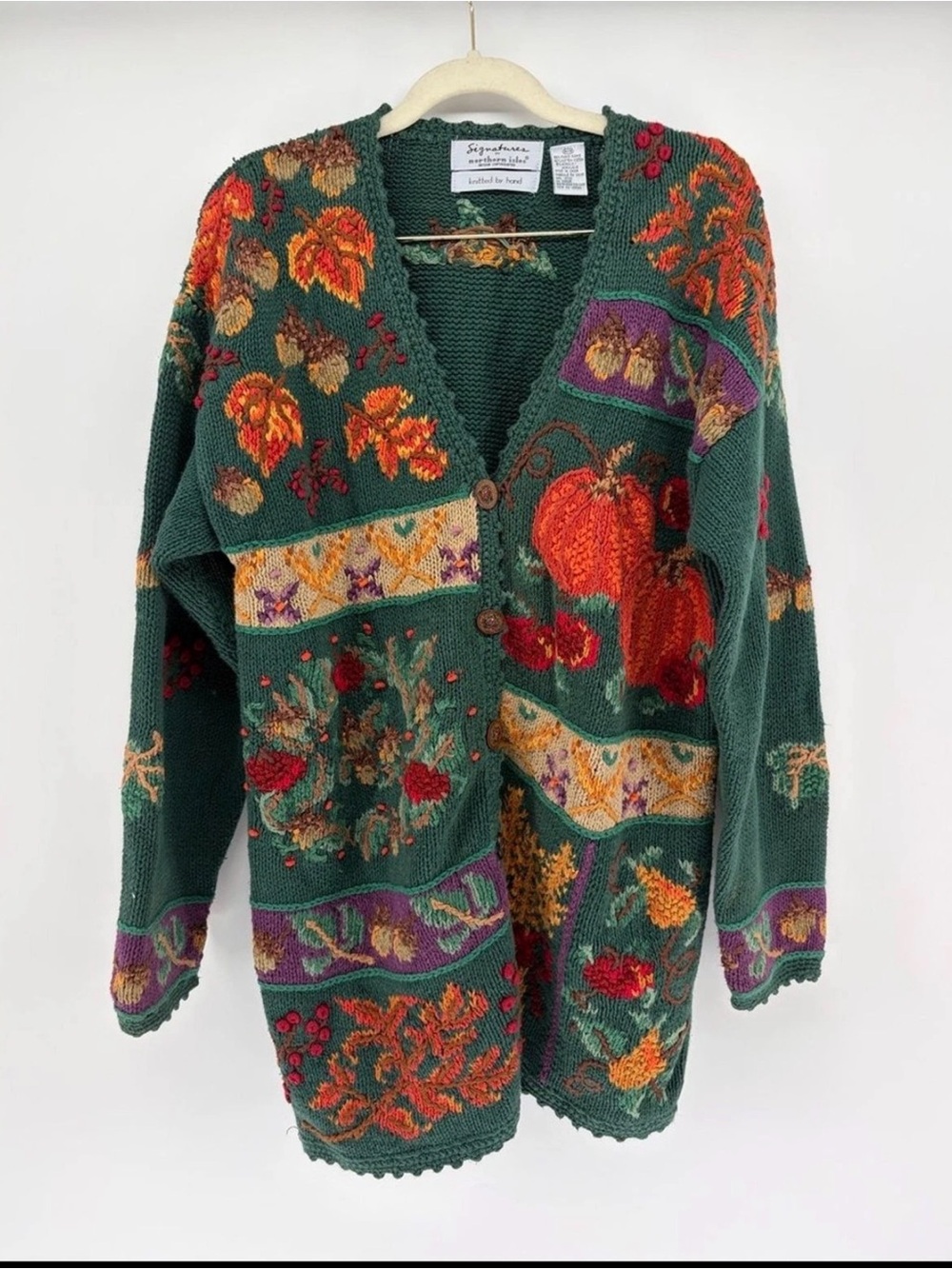 Signatures Northern Isles Hand Knit Fall Harvest Cottagecore Grandma Sweater M